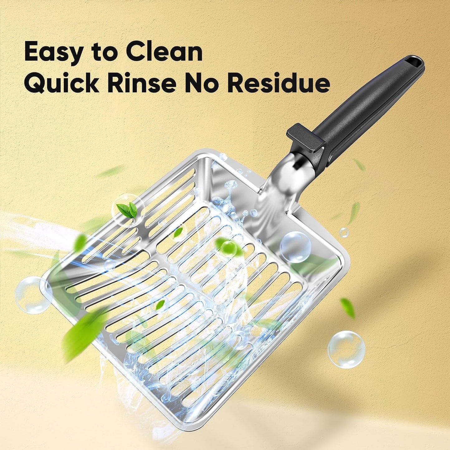 Large Metal Cat Litter Scoop w/ Deep Shovel, Dual-Size Holes & Hanging Hook