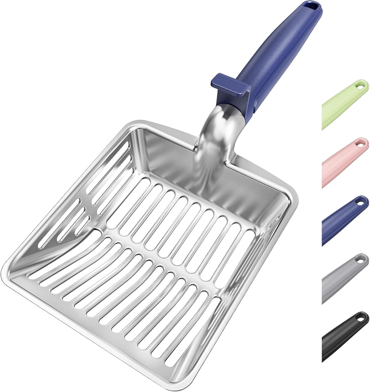 Large Metal Cat Litter Scoop w/ Deep Shovel, Dual-Size Holes & Hanging Hook