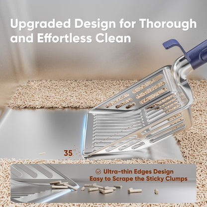 Large Metal Cat Litter Scoop w/ Deep Shovel, Dual-Size Holes & Hanging Hook