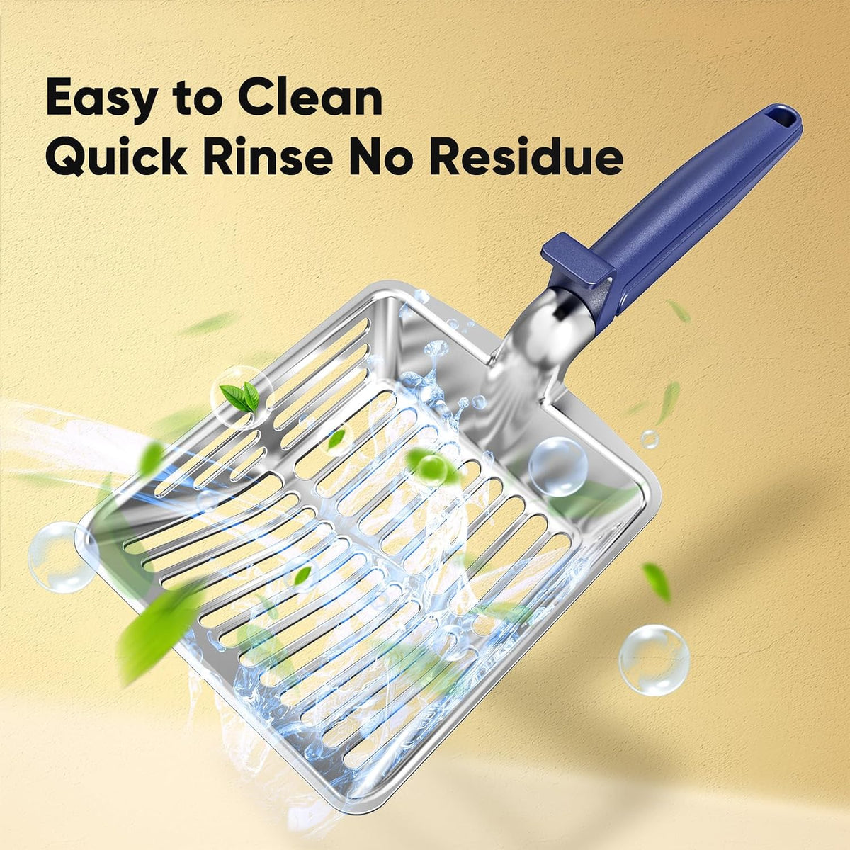 Large Metal Cat Litter Scoop w/ Deep Shovel, Dual-Size Holes & Hanging Hook