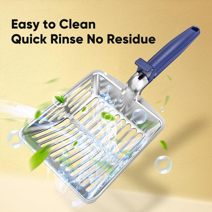 Large Metal Cat Litter Scoop w/ Deep Shovel, Dual-Size Holes & Hanging Hook