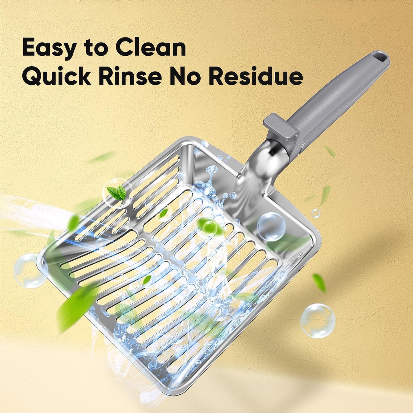 Large Metal Cat Litter Scoop w/ Deep Shovel, Dual-Size Holes & Hanging Hook