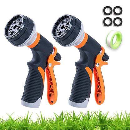 Garden Hose Nozzle 2 Pack Heavy Duty Hose Spray Gun 8 Way High Pressure