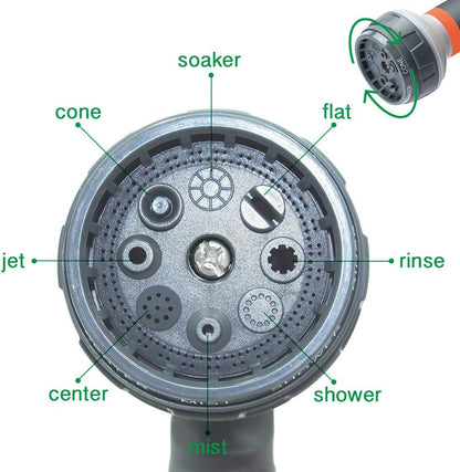 Garden Hose Nozzle 2 Pack Heavy Duty Hose Spray Gun 8 Way High Pressure