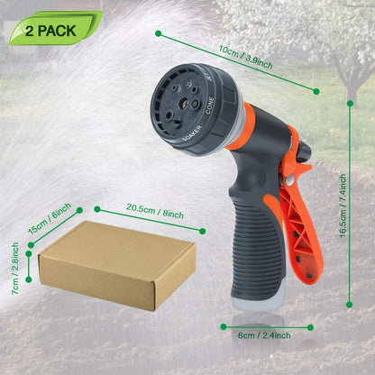 Garden Hose Nozzle 2 Pack Heavy Duty Hose Spray Gun 8 Way High Pressure