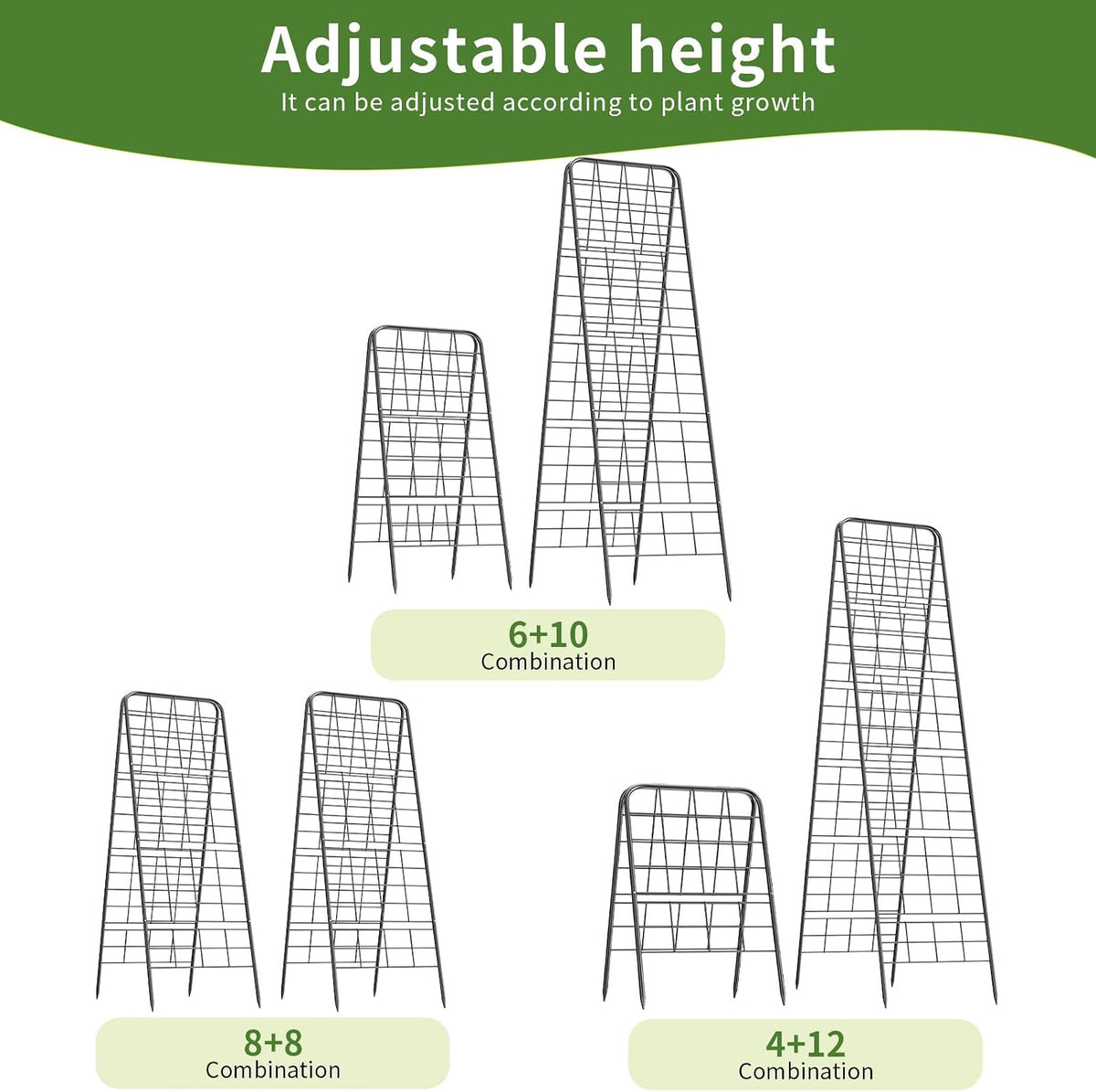 100% Metal Cucumber Trellis for Raised Bed,62"x17" A-Shape Garden Plant Support for Climbing Plants, Heavy Duty Metal Garden Trellises Plant Support for Vine Vegetables Outdoor (Black, 62x17inch(H*W))