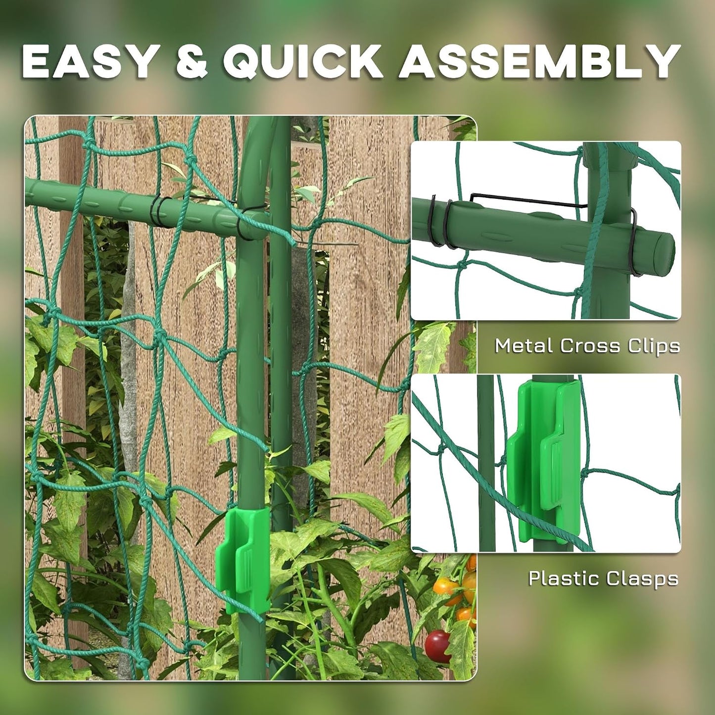 Cucumber Trellis 6' Tall Arch Trellis for Climbing Plants, Green