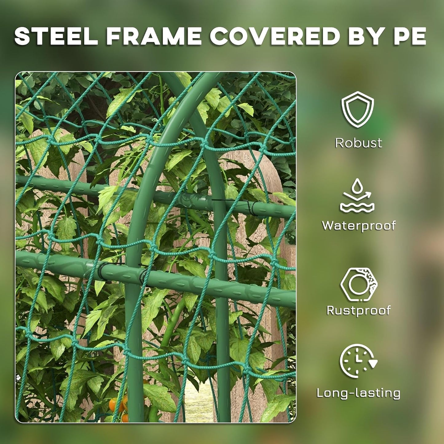 Cucumber Trellis 6' Tall Arch Trellis for Climbing Plants, Green