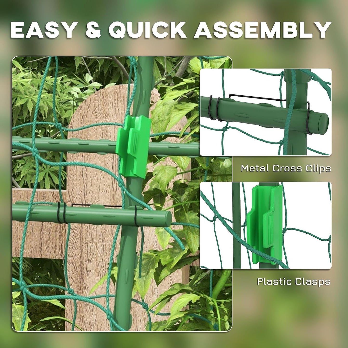 Cucumber Trellis 6' Tall Arch Trellis for Climbing Plants, Green