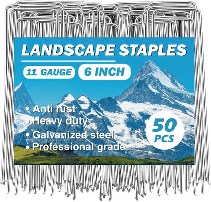 Garden Stakes, Landscape Staples for Plants, 50 Pack Landscape Staples