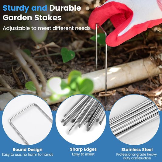 Garden Stakes, Landscape Staples for Plants, 50 Pack Landscape Staples