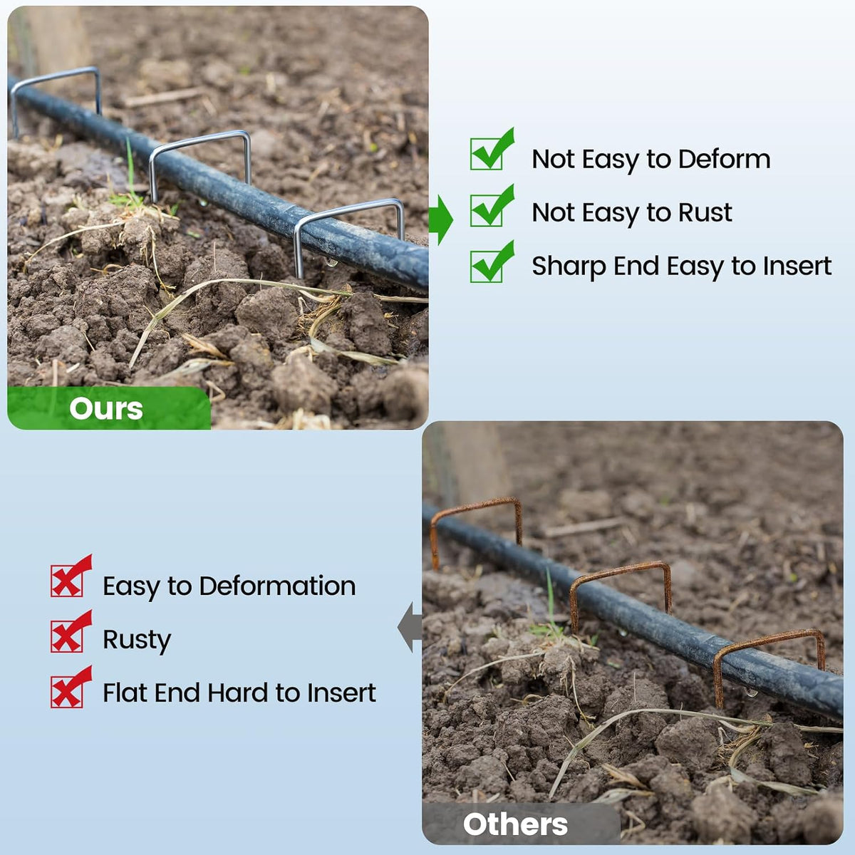 Garden Stakes, Landscape Staples for Plants, 50 Pack Landscape Staples