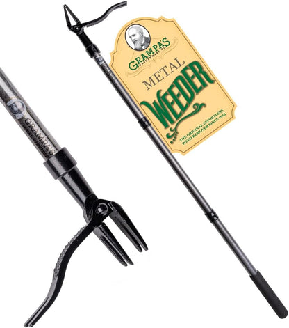 Stand Up Weed Puller Tool with Heavy-Duty Steel Handle