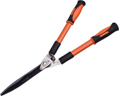 Heavy Duty Hedge Clippers - 25” Manual Garden Hedge Shears with Wavy Carbon Steel Blade for Trimming Shrubs, Boxwoods, Weeds, Bushes - Ergo Rubber Grip Handle
