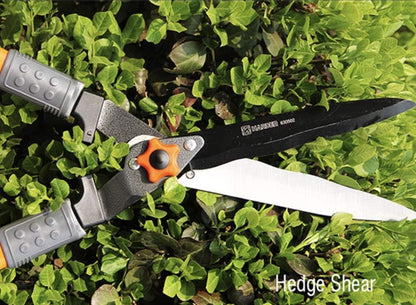 Heavy Duty Hedge Clippers - 25” Manual Garden Hedge Shears with Wavy Carbon Steel Blade for Trimming Shrubs, Boxwoods, Weeds, Bushes - Ergo Rubber Grip Handle