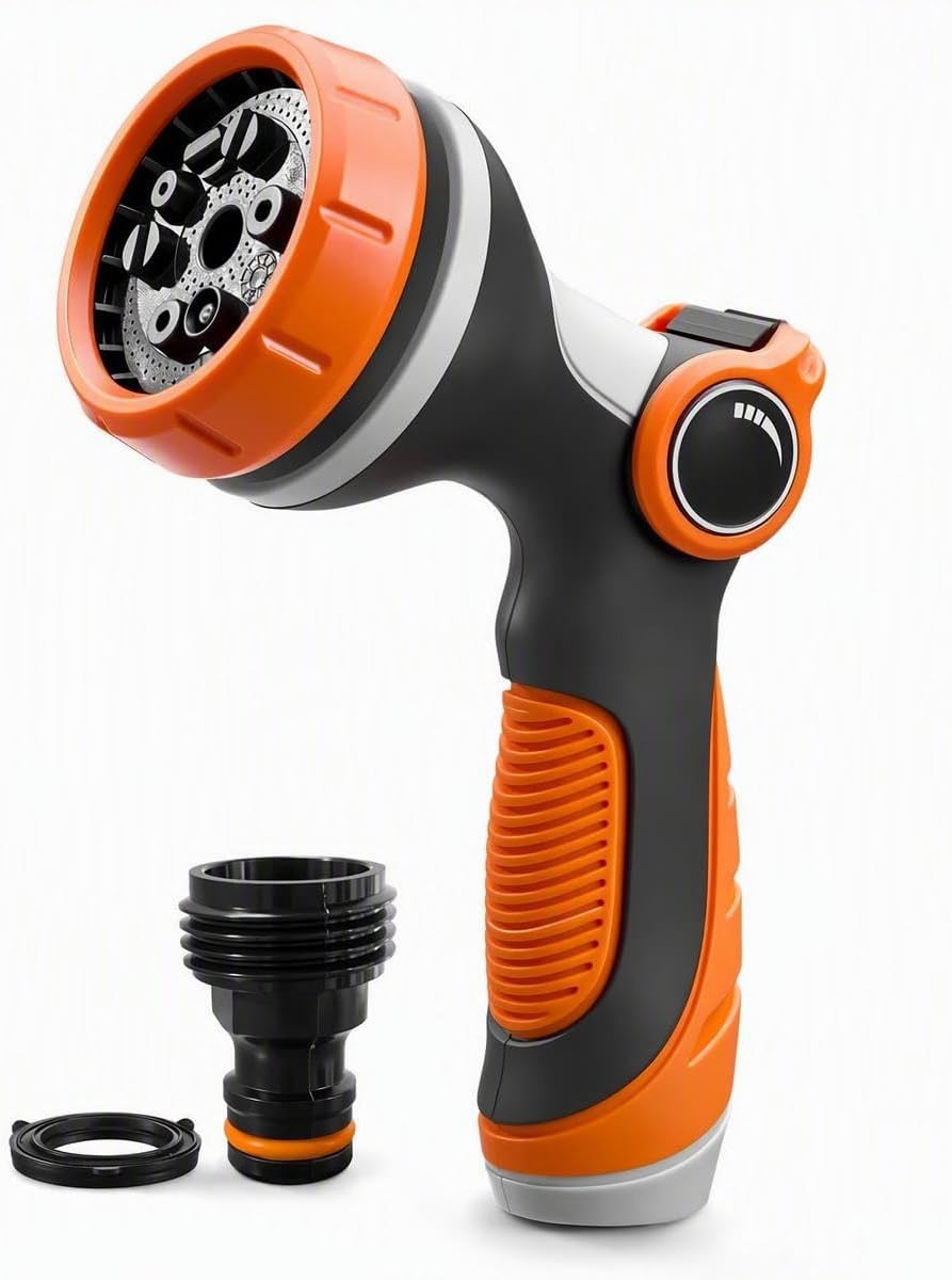 Garden Hose Sprayer Nozzle, Heavy Duty Water Hose Nozzle Gift for Dad, Thumb Control 10 Function Solid ABS Material, Ergonomic Slip Proof with Standard 3/4" Fitting & Quick Connector