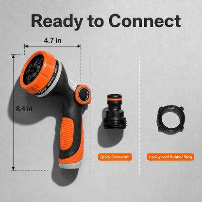 Garden Hose Sprayer Nozzle, Heavy Duty Water Hose Nozzle Gift for Dad, Thumb Control 10 Function Solid ABS Material, Ergonomic Slip Proof with Standard 3/4" Fitting & Quick Connector