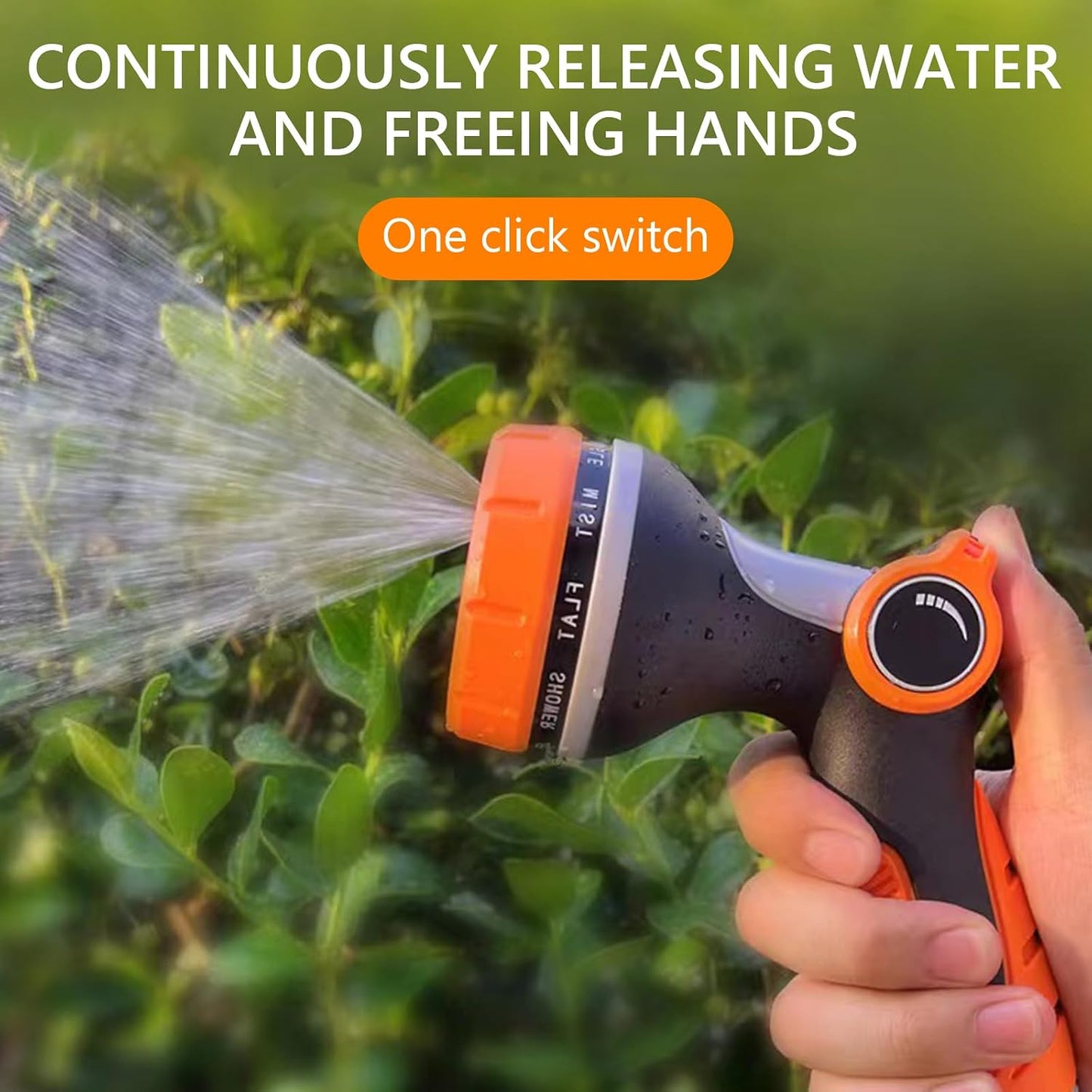 Garden Hose Sprayer Nozzle, Heavy Duty Water Hose Nozzle Gift for Dad, Thumb Control 10 Function Solid ABS Material, Ergonomic Slip Proof with Standard 3/4" Fitting & Quick Connector