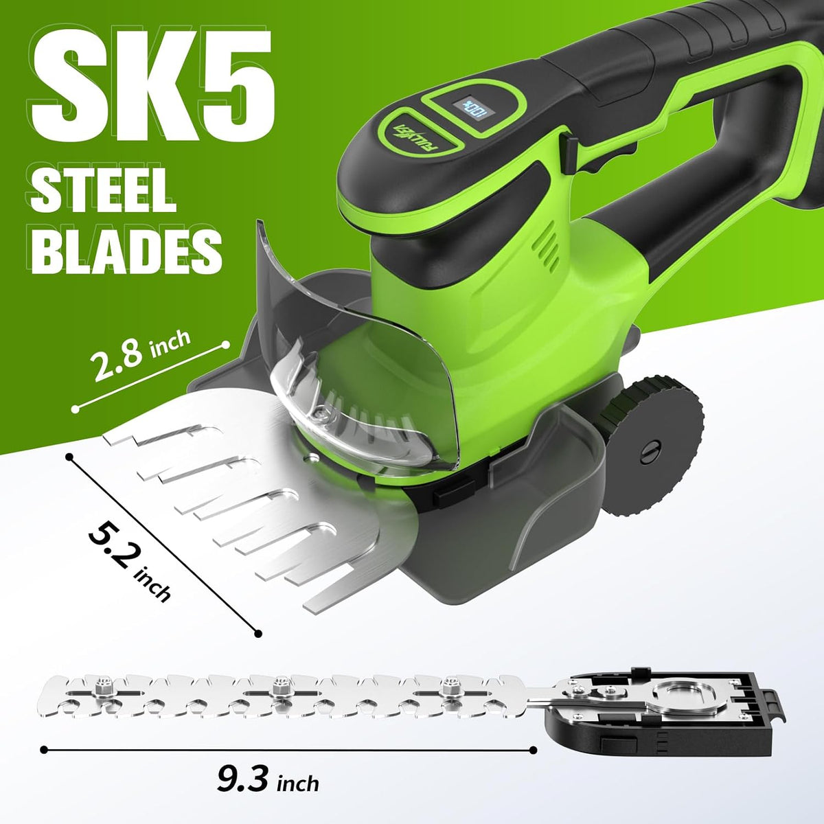 2-in-1 Hedge Trimmer Cordless, Electric Bush Trimmer & Hedge Shears, Lightweight Grass Cutter with 2 * 2.0Ah Batteries & Charger, Battery Grass Trimmer, Handheld Shrub Trimmer Garden Tools