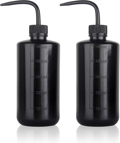 Tattoo Wash Bottle Squeeze, 2Pcs 500ml Squirt Bottle Succulent Watering Can, Safety Rinse, Lab Washing, Tattoo Supplies, Lash Water Squeezer, Black