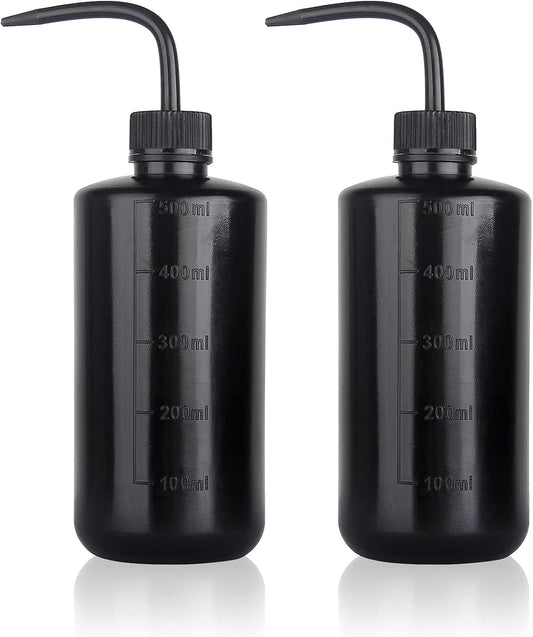 Tattoo Wash Bottle Squeeze, 2Pcs 500ml Squirt Bottle Succulent Watering Can, Safety Rinse, Lab Washing, Tattoo Supplies, Lash Water Squeezer, Black
