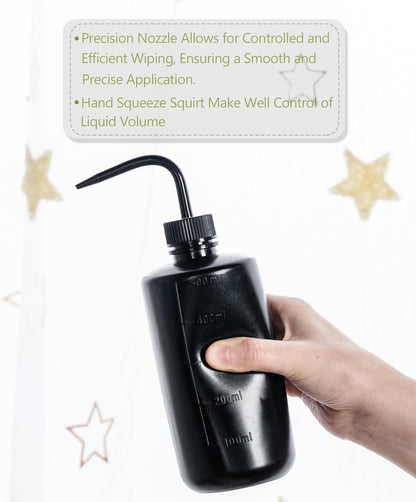 Tattoo Wash Bottle Squeeze, 2Pcs 500ml Squirt Bottle Succulent Watering Can, Safety Rinse, Lab Washing, Tattoo Supplies, Lash Water Squeezer, Black