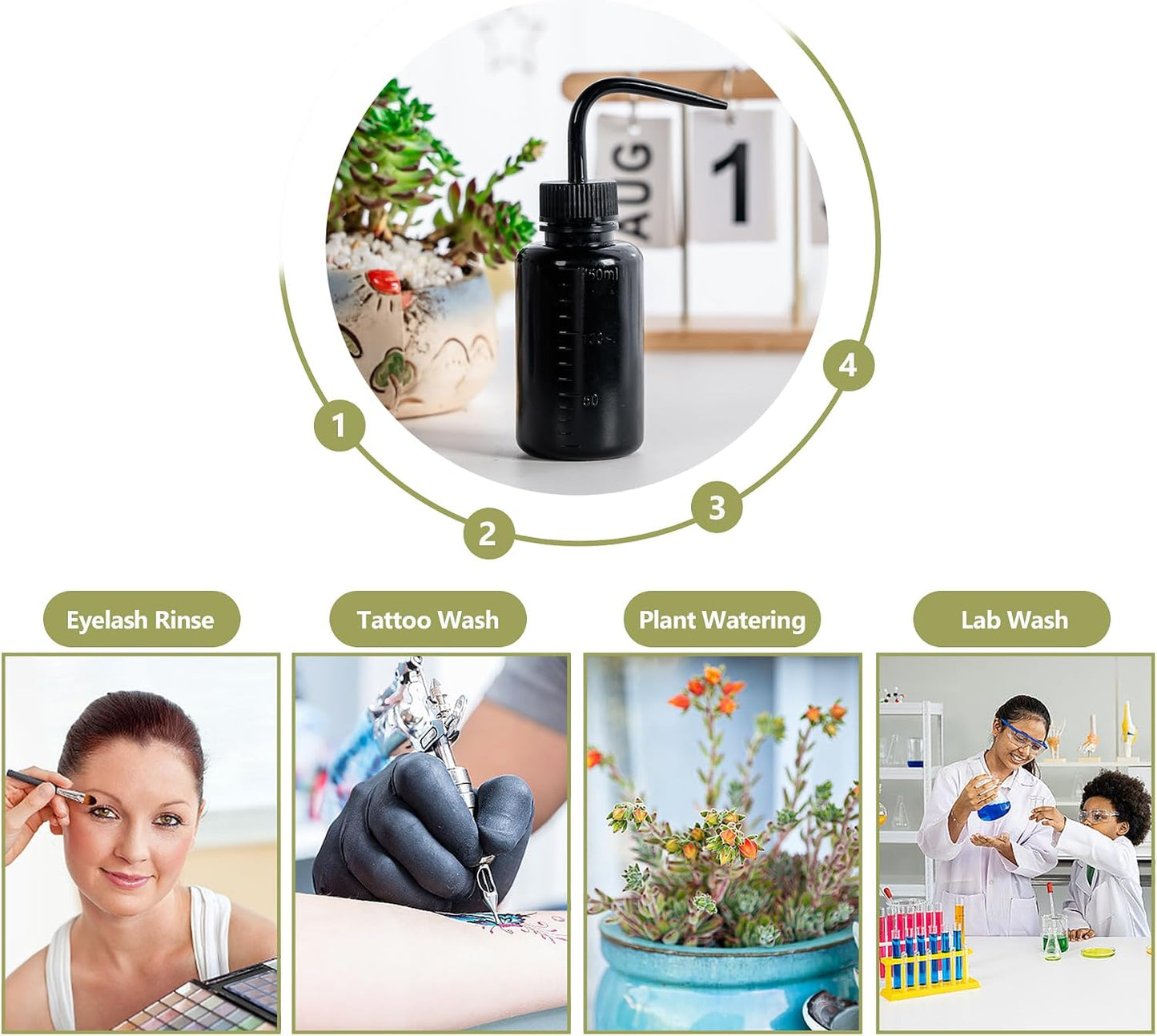 Tattoo Wash Bottle Squeeze, 2Pcs 500ml Squirt Bottle Succulent Watering Can, Safety Rinse, Lab Washing, Tattoo Supplies, Lash Water Squeezer, Black