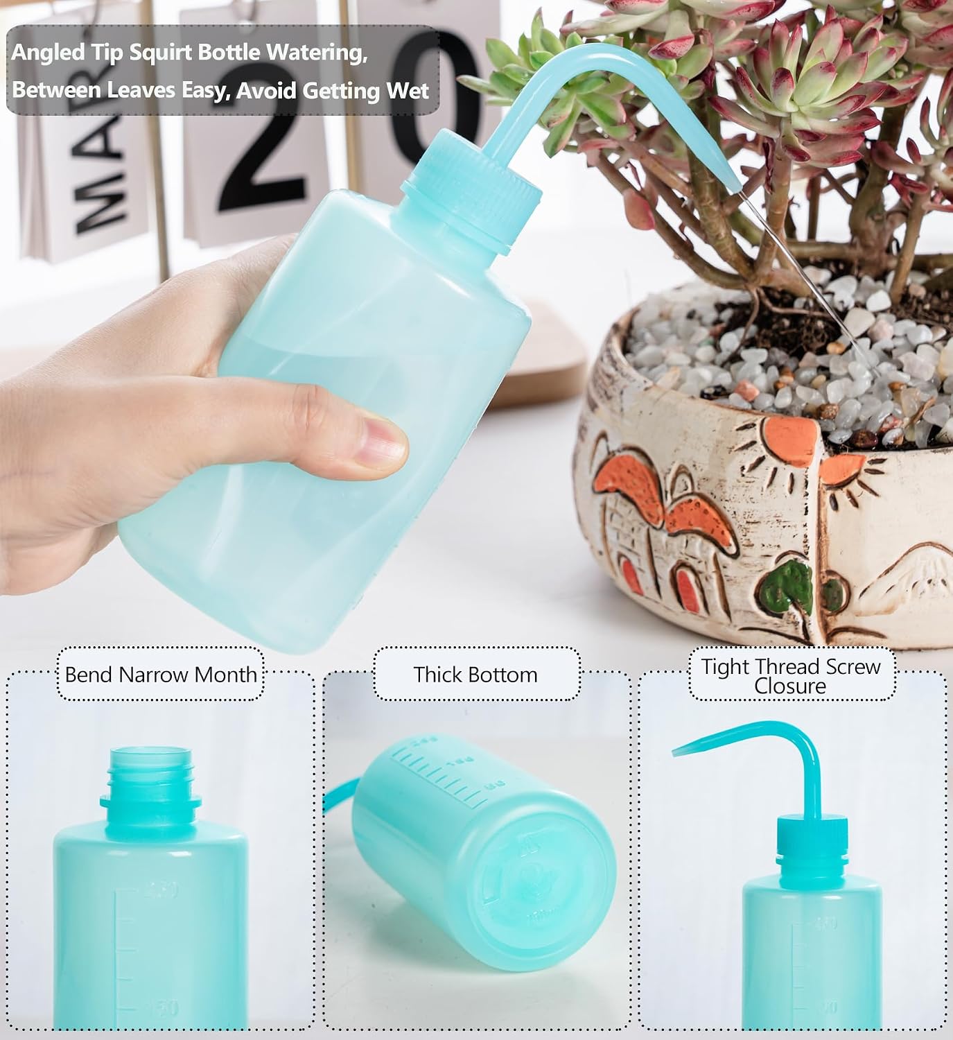 Tattoo Wash Bottle Squeeze, 2Pcs 500ml Squirt Bottle Succulent Watering Can, Safety Rinse, Lab Washing, Tattoo Supplies, Lash Water Squeezer, Black