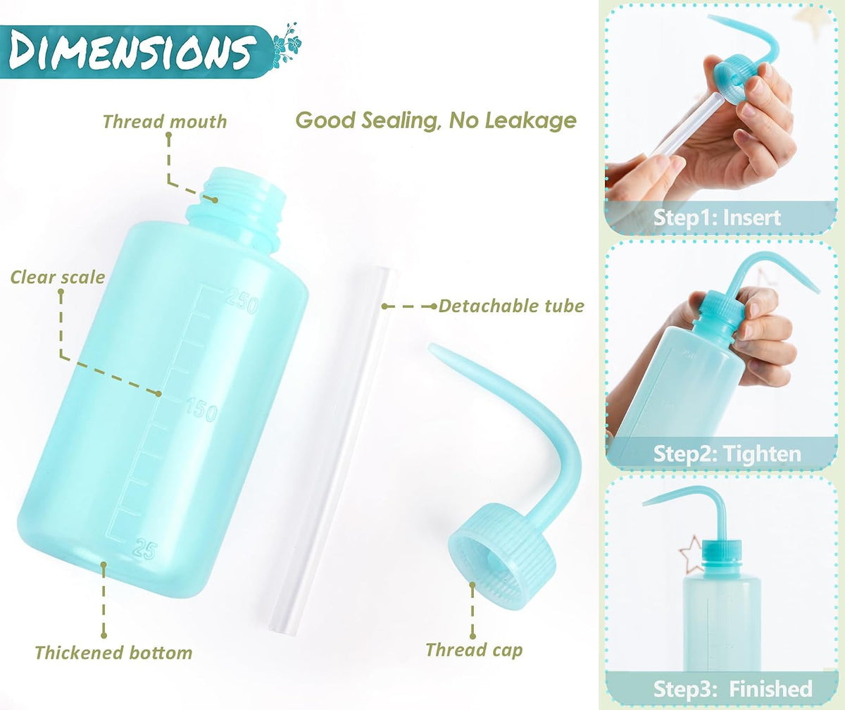 Tattoo Wash Bottle Squeeze, 2Pcs 500ml Squirt Bottle Succulent Watering Can, Safety Rinse, Lab Washing, Tattoo Supplies, Lash Water Squeezer, Black