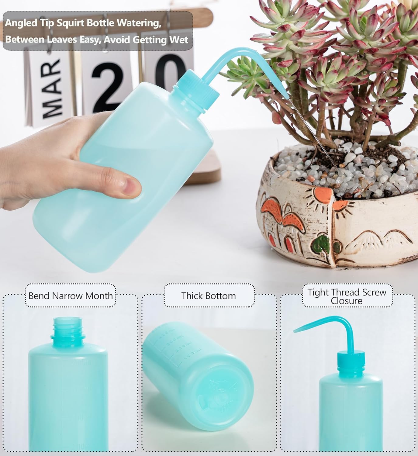 Tattoo Wash Bottle Squeeze, 2Pcs 500ml Squirt Bottle Succulent Watering Can, Safety Rinse, Lab Washing, Tattoo Supplies, Lash Water Squeezer, Black
