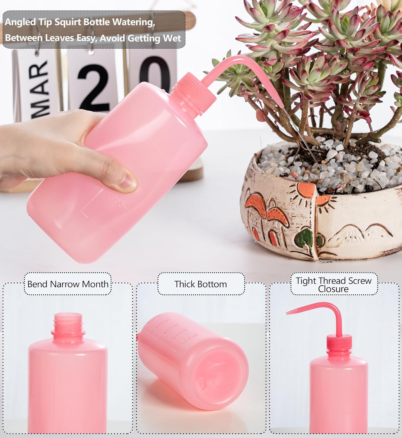 Tattoo Wash Bottle Squeeze, 2Pcs 500ml Squirt Bottle Succulent Watering Can, Safety Rinse, Lab Washing, Tattoo Supplies, Lash Water Squeezer, Black