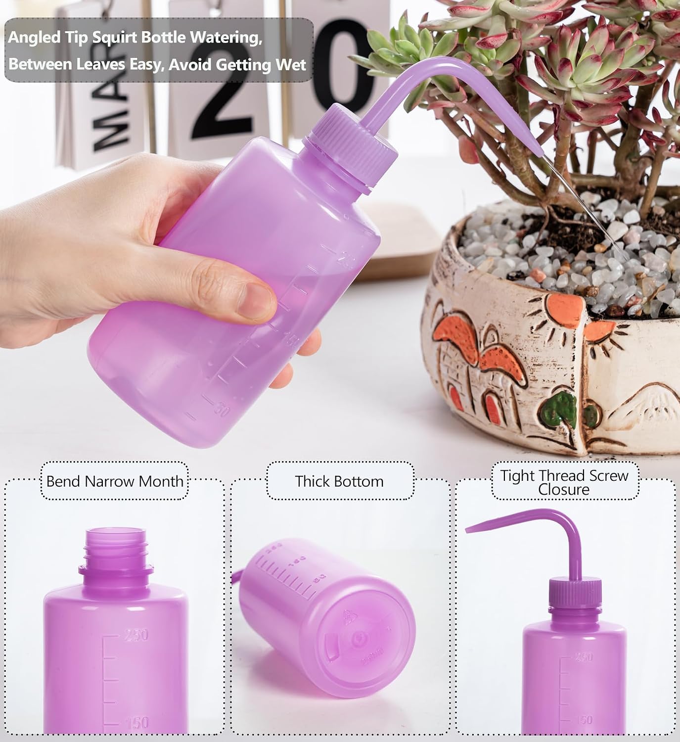 Tattoo Wash Bottle Squeeze, 2Pcs 500ml Squirt Bottle Succulent Watering Can, Safety Rinse, Lab Washing, Tattoo Supplies, Lash Water Squeezer, Black