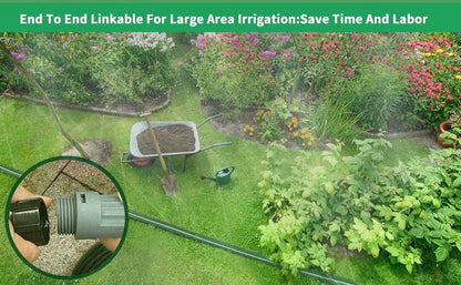 75 FT Flat Sprinkler Hose for Lawn Watering Garden Soaker Hose with Holes, Heavy Duty Lightweight No-Kink Water Hose with Stakes, Irrigation Hose, Great Fun for Kids and Dog