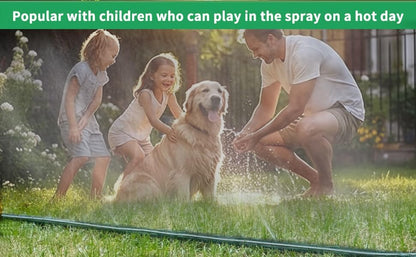 75 FT Flat Sprinkler Hose for Lawn Watering Garden Soaker Hose with Holes, Heavy Duty Lightweight No-Kink Water Hose with Stakes, Irrigation Hose, Great Fun for Kids and Dog