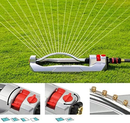 96216 Heavy Duty Turbo Oscillating Sprinkler, Covers Up to 4,900 sq. ft., 20 Precision Nozzles, Aluminum Base, Flow and Width Control, Adjustable Range, Quick Connects, Filters