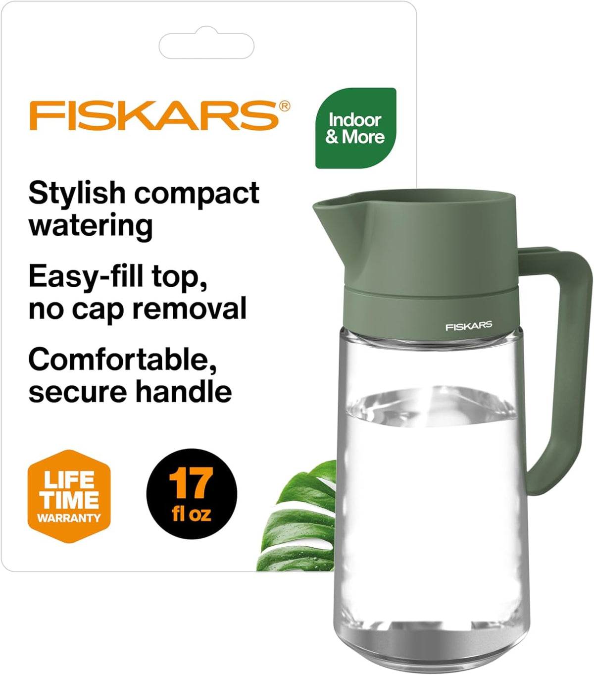 Indoor Watering Can, Long Reach Spout for Precision Hydration on House Plants, Flowers & Garden, Anti-Drip Nozzle with Translucent Volume Markings, Ergonomic Recycled Plastic Body, 40 oz