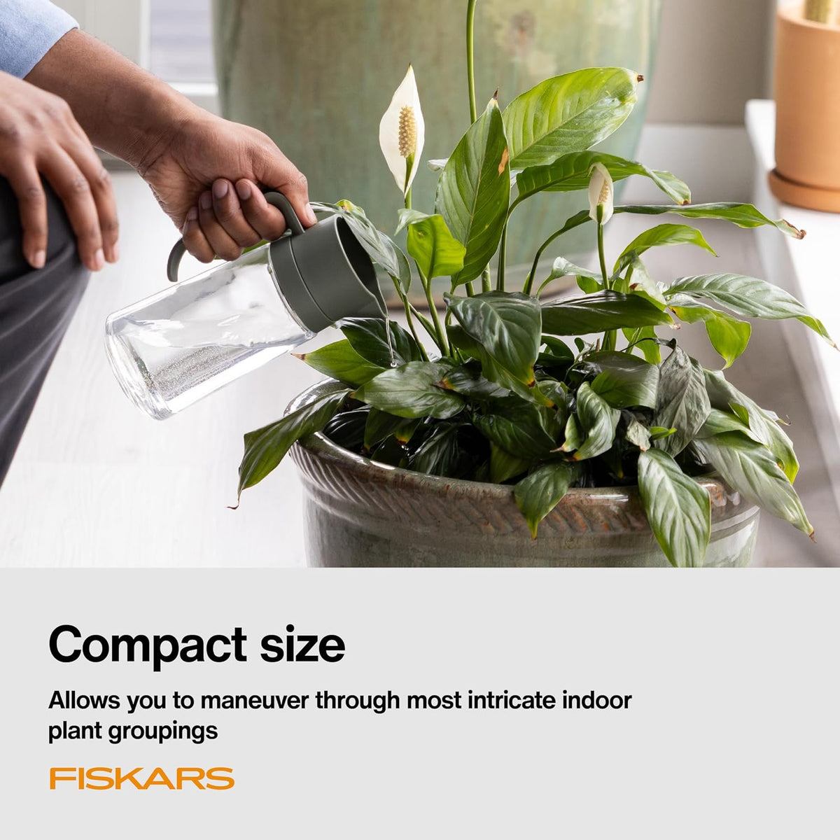 Indoor Watering Can, Long Reach Spout for Precision Hydration on House Plants, Flowers & Garden, Anti-Drip Nozzle with Translucent Volume Markings, Ergonomic Recycled Plastic Body, 40 oz