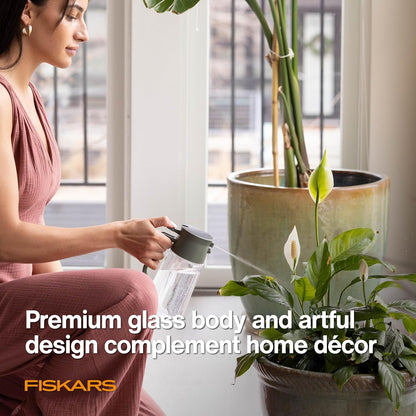 Indoor Watering Can, Long Reach Spout for Precision Hydration on House Plants, Flowers & Garden, Anti-Drip Nozzle with Translucent Volume Markings, Ergonomic Recycled Plastic Body, 40 oz