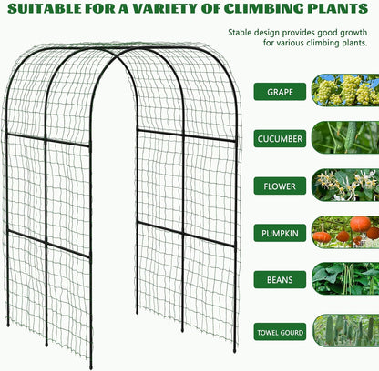 3 in 1 Galvanized Raised Garden Bed with 87" H Arch Trellis