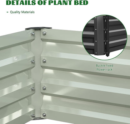 3 in 1 Galvanized Raised Garden Bed with 87" H Arch Trellis