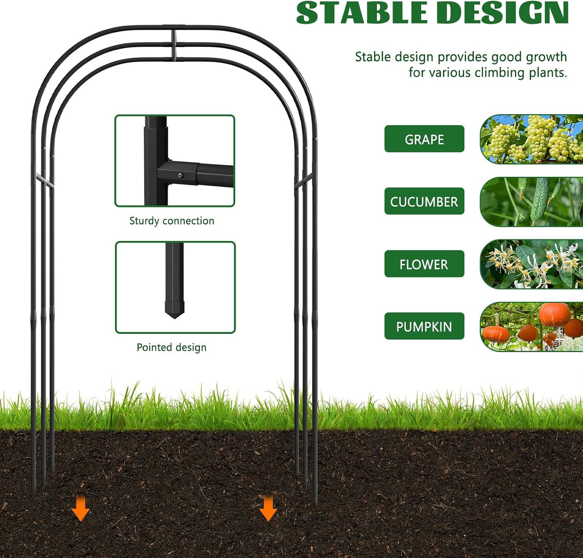 3 in 1 Galvanized Raised Garden Bed with 87" H Arch Trellis