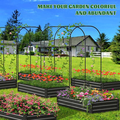 3 in 1 Galvanized Raised Garden Bed with 87" H Arch Trellis