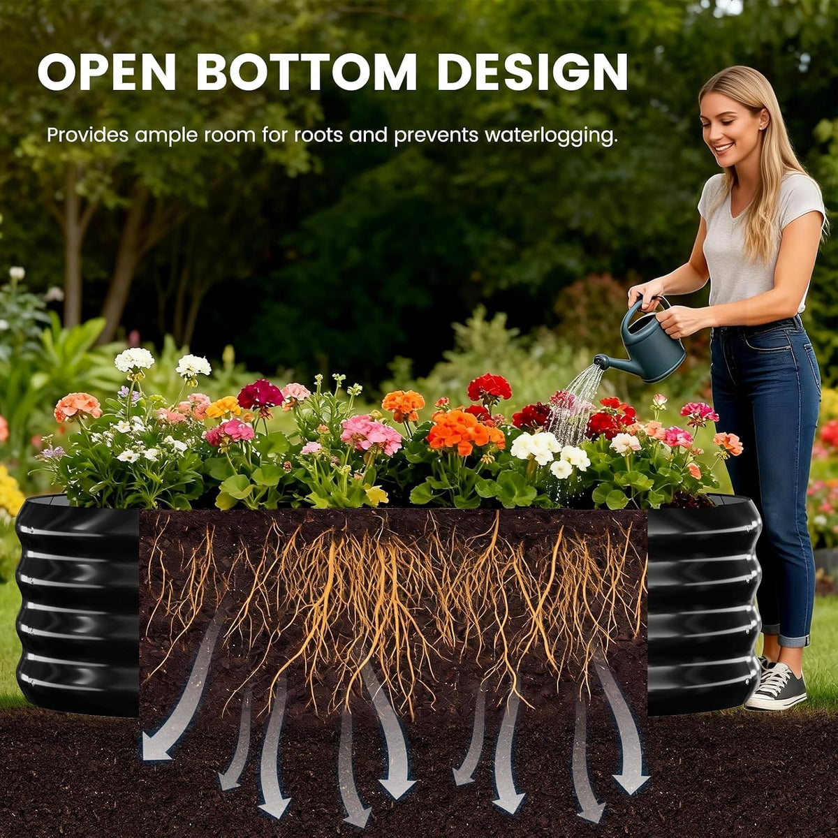 3 in 1 Galvanized Raised Garden Bed with 87" H Arch Trellis