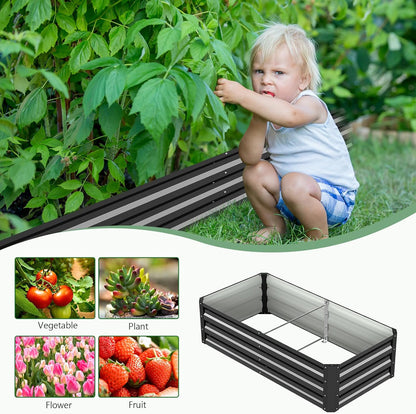 3 in 1 Galvanized Raised Garden Bed with 87" H Arch Trellis