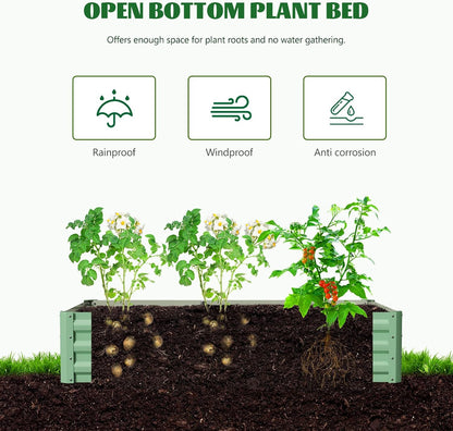 3 in 1 Galvanized Raised Garden Bed with 87" H Arch Trellis