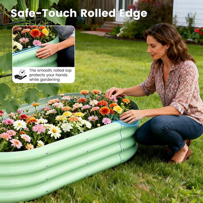3 in 1 Galvanized Raised Garden Bed with 87" H Arch Trellis