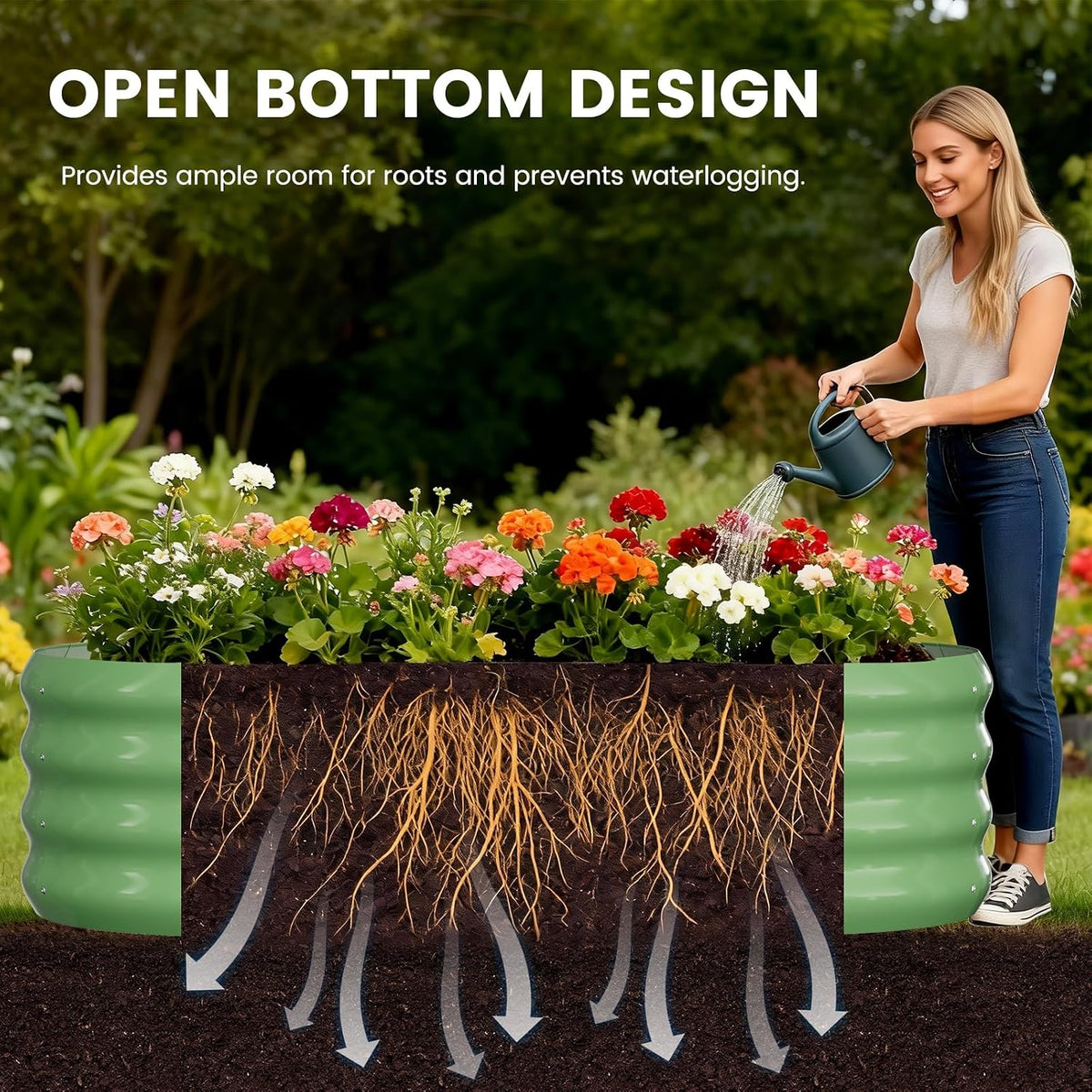 3 in 1 Galvanized Raised Garden Bed with 87" H Arch Trellis