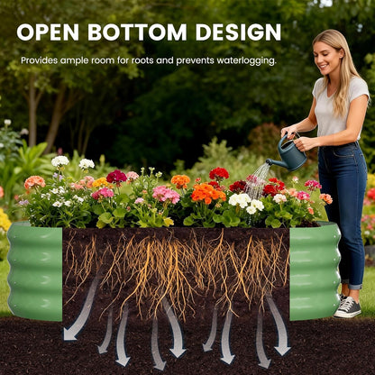 3 in 1 Galvanized Raised Garden Bed with 87" H Arch Trellis