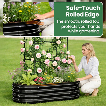 3 in 1 Galvanized Raised Garden Bed with 87" H Arch Trellis