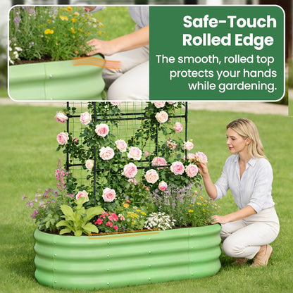 3 in 1 Galvanized Raised Garden Bed with 87" H Arch Trellis